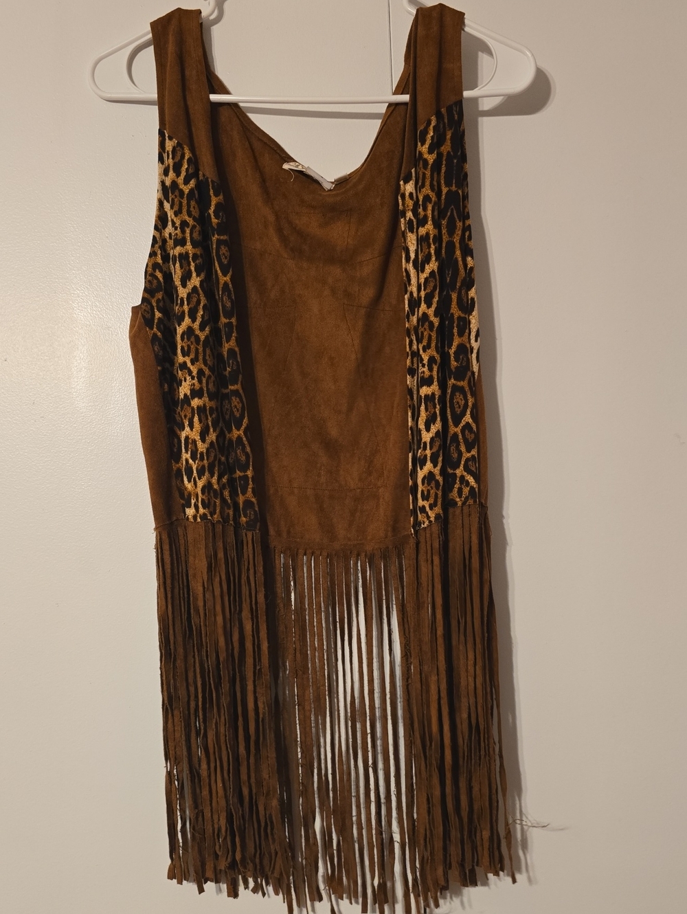 Southern Stitches Brown Suede-Look Fringe Vest